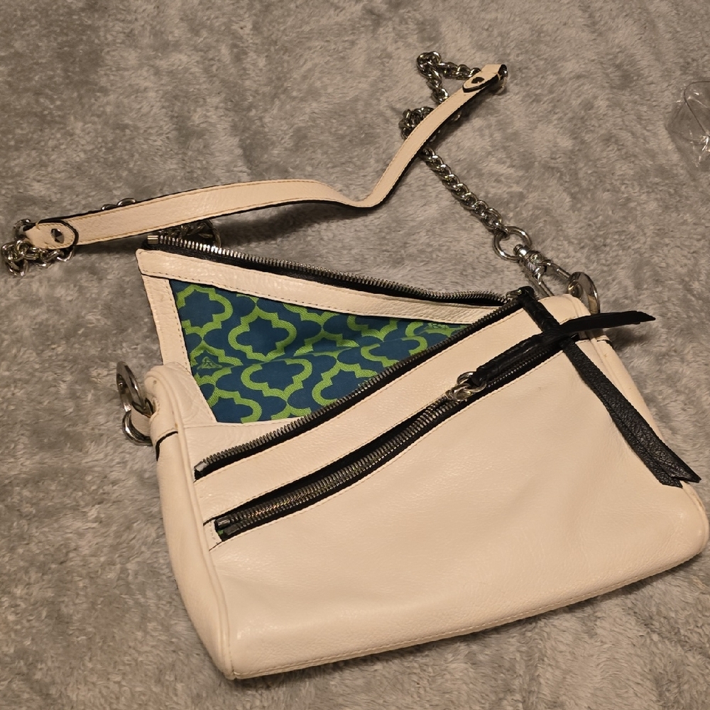 or YANY White and Black Leather Crossbody Bag